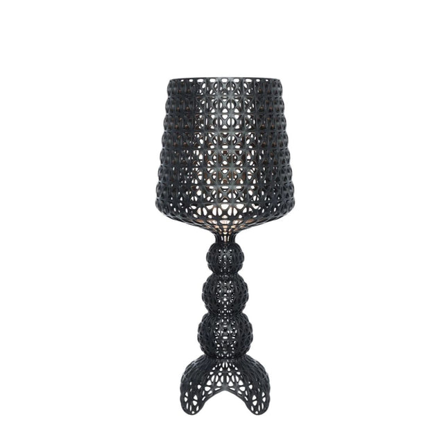 Lampada da tavolo Mini Kabuki Kartell in policarbonato nero traforato 70 cm