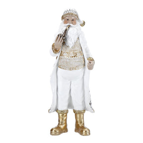 Babbo Natale con pipa Timstor in resina bianco e oro 30 cm