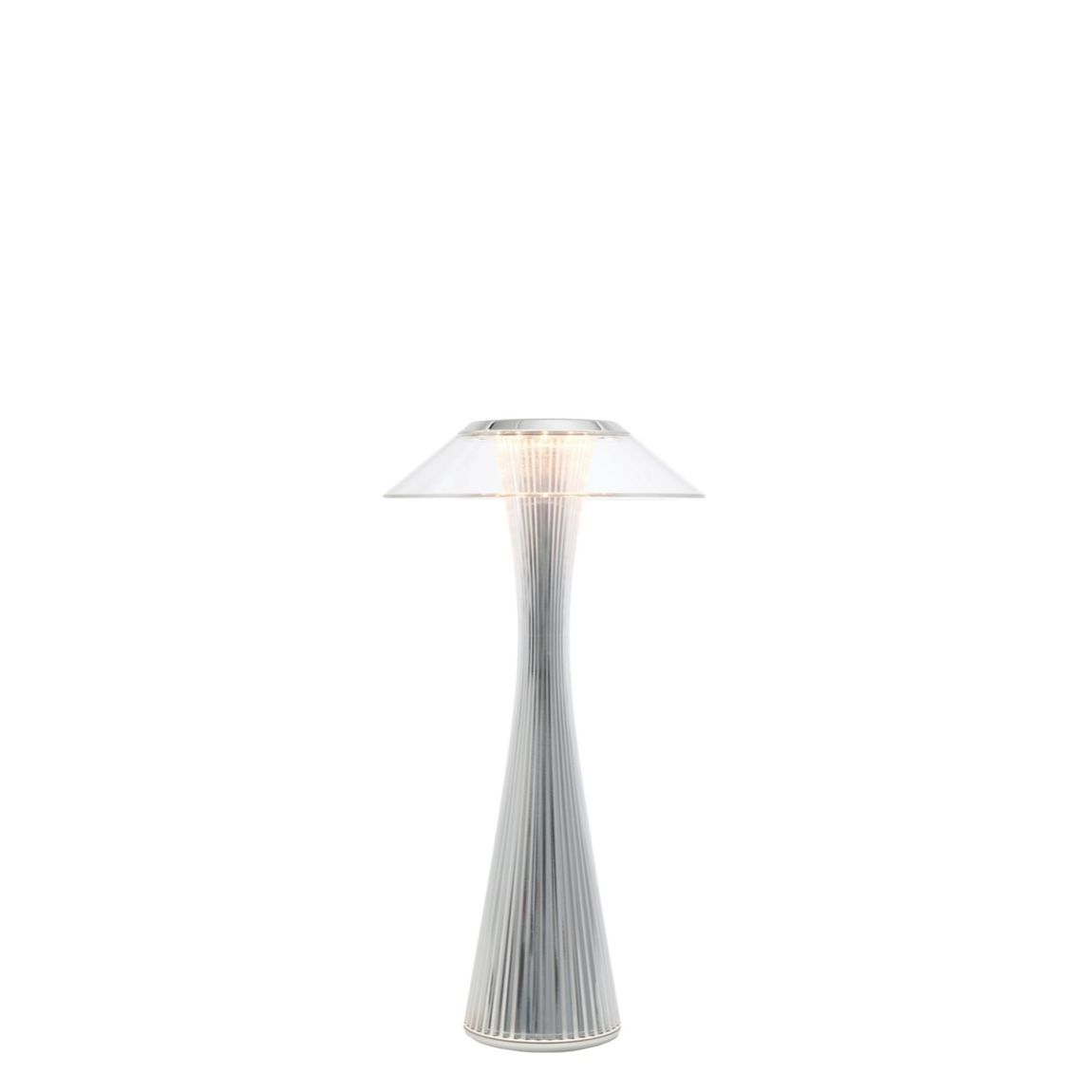 Lampada da tavolo Space Kartell in ABS finitura cromo altezza 30 cm