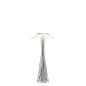 Lampada da tavolo Space Kartell in ABS finitura cromo altezza 30 cm