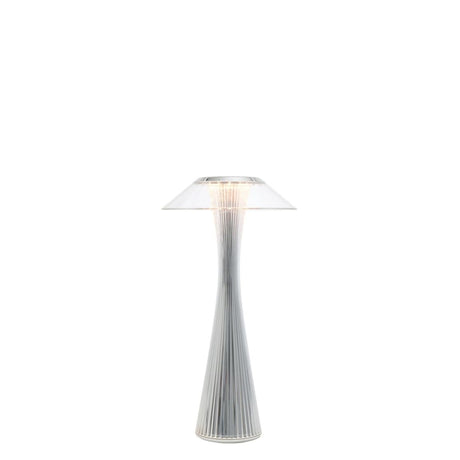 Lampada da tavolo Space Kartell in ABS finitura cromo altezza 30 cm