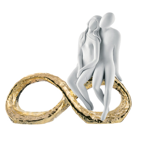 Scultura coppia innamorati Bongelli Preziosi in marmorino 25x23 cm