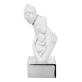 Scultura famiglia Bongelli Preziosi in marmorino con base argento 20 cm