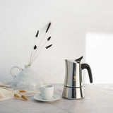 BIALETTI Moon Exclusive 4 Cup Moka Coffee Maker Stainless Steel