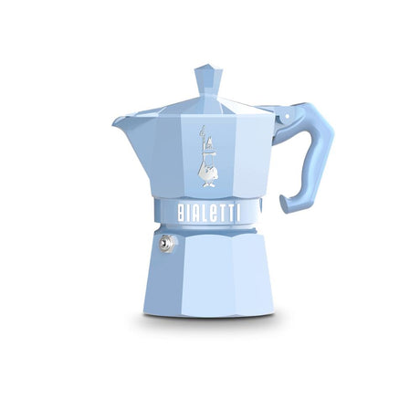 Caffettiera Moka Exclusive Bialetti in alluminio azzurro lucido 6 tazze