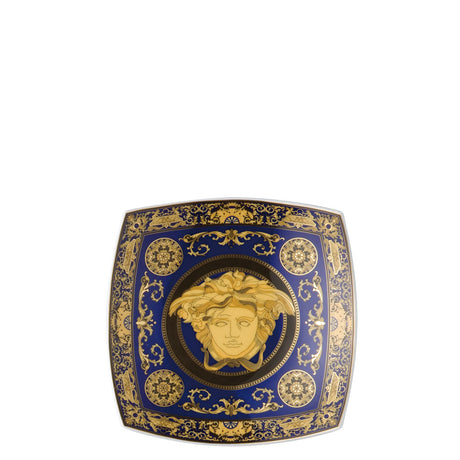 Coppa decorativa Versace Medusa Blue in porcellana blu e oro 18 cm