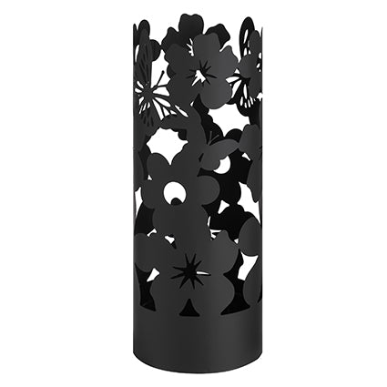 Portaombrelli cilindrico Montemaggi in metallo nero con decoro floreale 49 cm