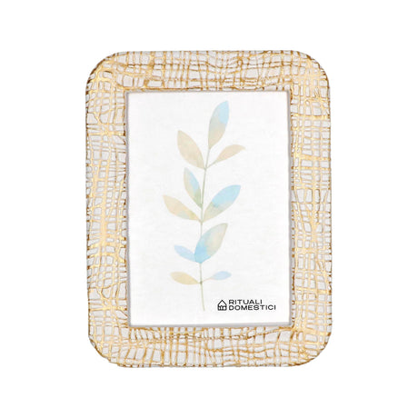 Portafoto TiGuardo Rituali Domestici in resina bianca e oro 13x18 cm
