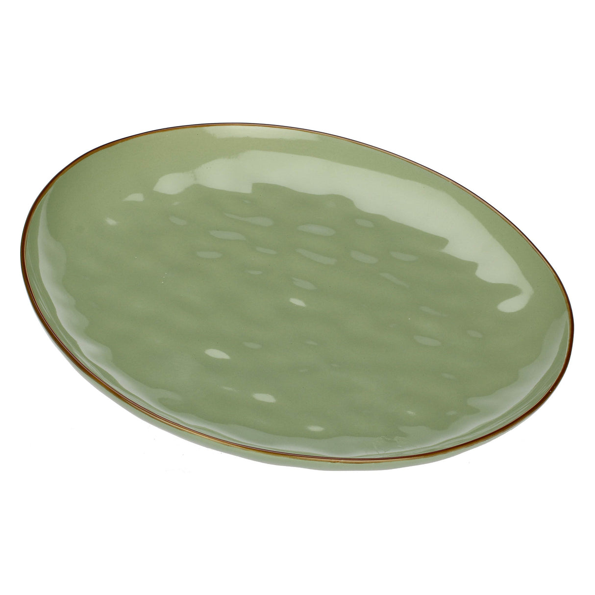 ROSE &amp; TULIPS Concert Tray Serving Plate 32cm Olive Green Stoneware