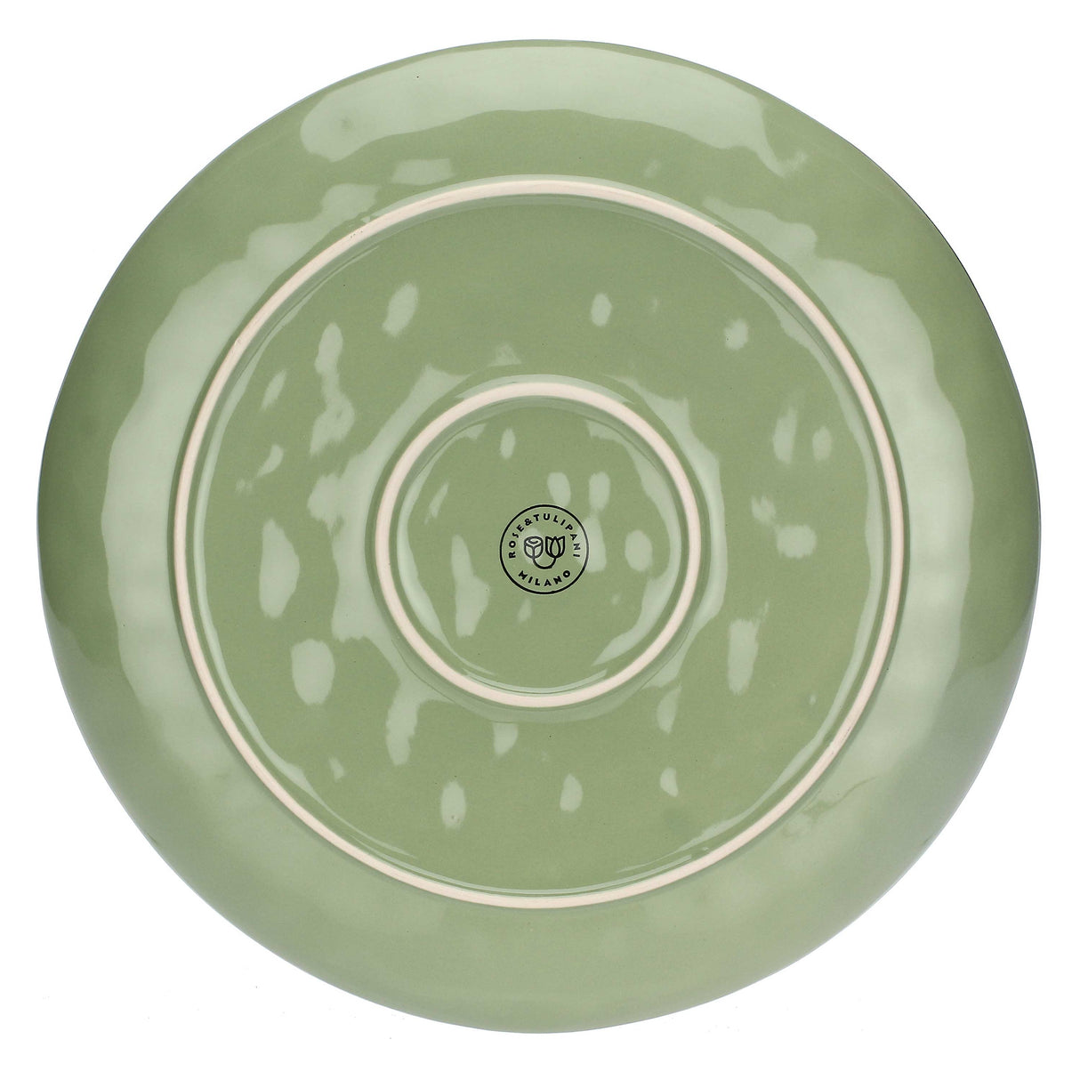 ROSE &amp; TULIPS Concert Tray Serving Plate 32cm Olive Green Stoneware