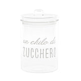 Barattolo zucchero Simple Day in vetro borosilicato con decoro 20x12 cm