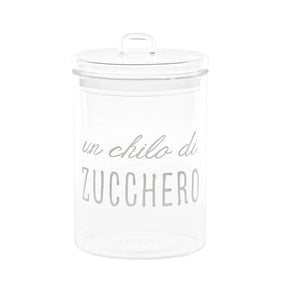Barattolo zucchero Simple Day in vetro borosilicato con decoro 20x12 cm