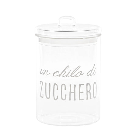 Barattolo zucchero Simple Day in vetro borosilicato con decoro 20x12 cm