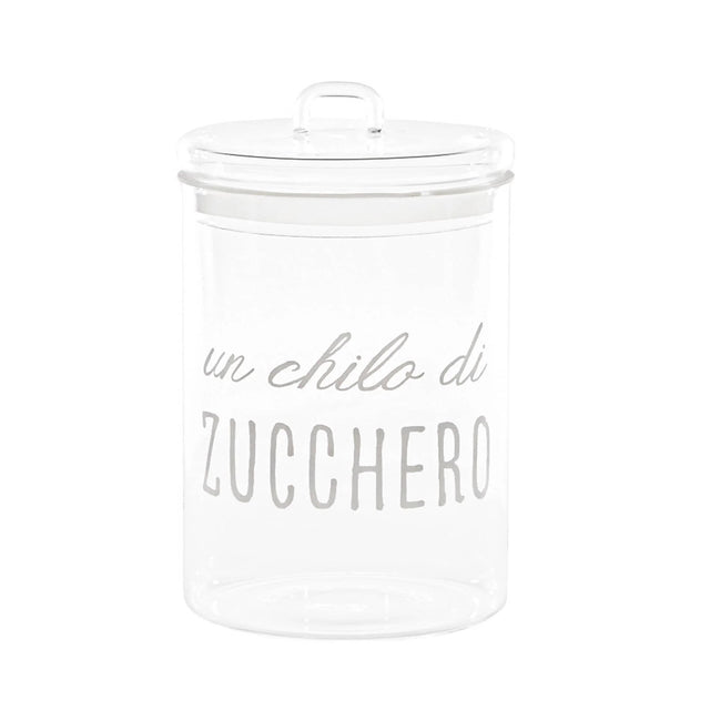 Barattolo zucchero Simple Day in vetro borosilicato con decoro 20x12 cm