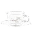 Set 2 tazze caffè Simple Day in vetro borosilicato con piattini bianchi