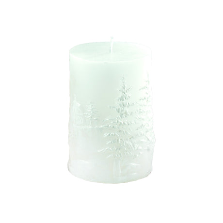 Candela di Natale Mascagni Casa in ceramica bianca 10,5 cm