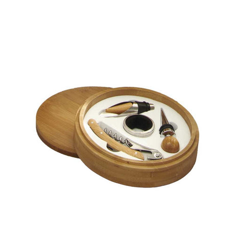 Set degustazione vino Brandani in bamboo 4 pezzi con accessori professionali