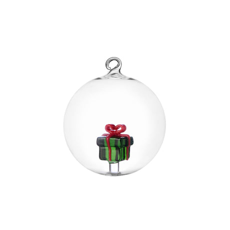 Pallina albero Natale Ichendorf in vetro borosilicato con pacco regalo 8 cm
