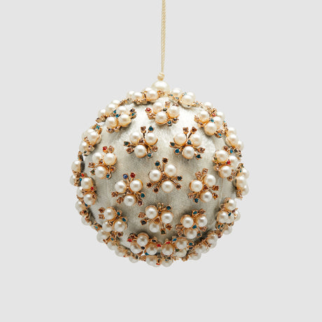 Pallina di Natale Elizabeth EDG in velluto bianco diametro 10 cm