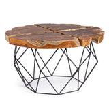 BIZZOTTO Adanya Tavolino Legno Radice Teak con Struttura in Acciaio 80x40cm