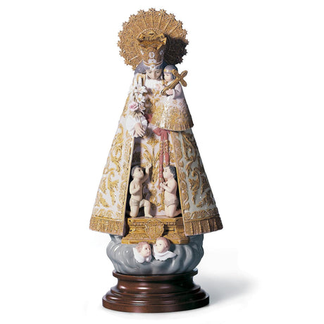 Statuina Vergine degli Abbandonati Lladrò in porcellana decorata 40x18 cm