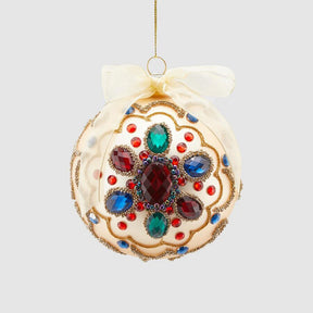 Sfera per albero di Natale EDG in vetro color oro con gemme 10 cm