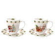 Set 2 tazzine caffè Easy Life in porcellana con decori natalizi 110 ml