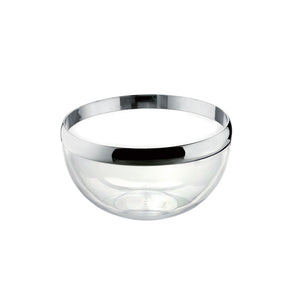 Ciotola Look Guzzini in plastica trasparente e cromata 15,5x8 cm