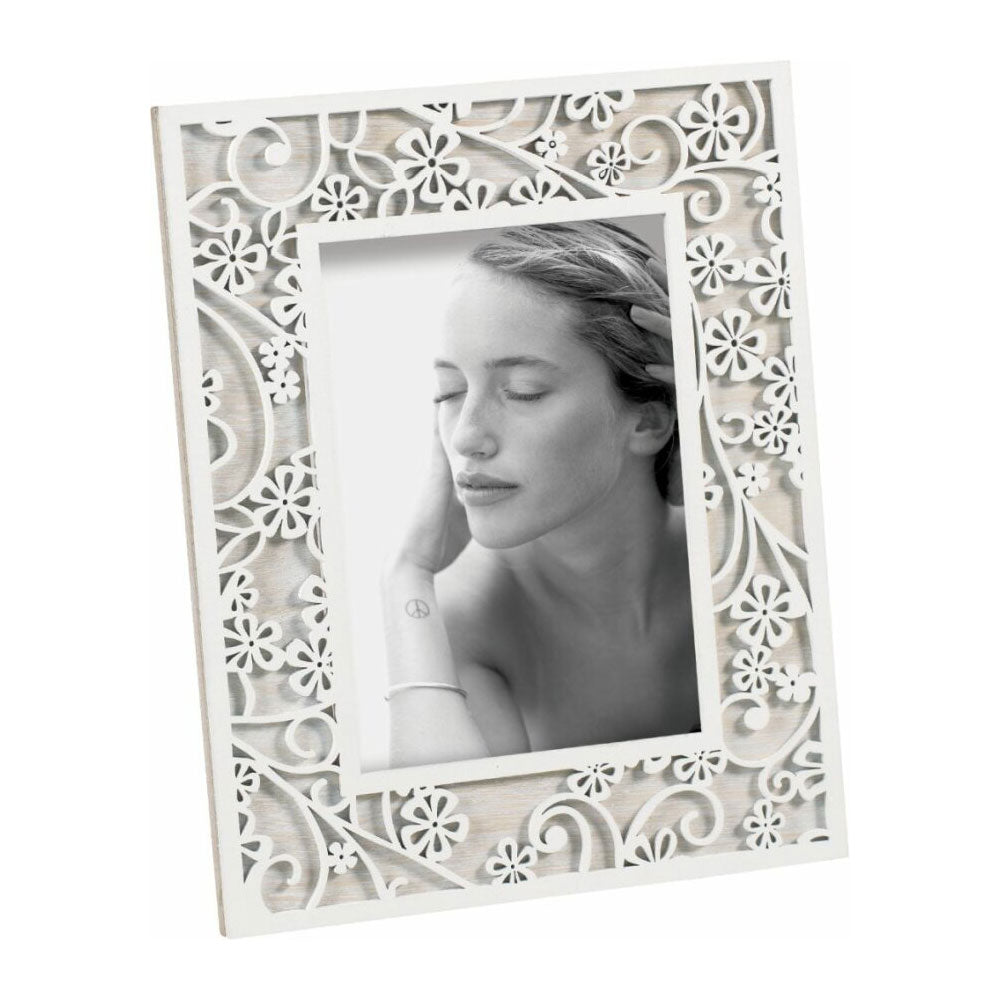 Portafoto Mascagni Casa in legno bianco 25x20 cm per foto 13x18