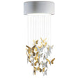 Lampadario Niagara Lladrò in porcellana con dettagli in lustro oro 155x60 cm
