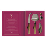 Set vino e formaggi Easy Life in acciaio 4 pezzi con confezione regalo