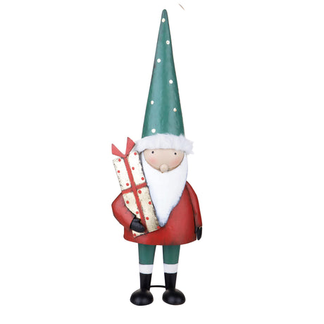 Statuina Babbo Natale con pacco Bianchi Dino in metallo rosso 63 cm