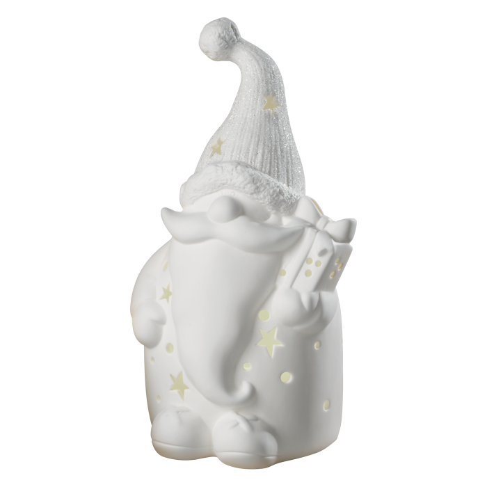 Babbo Natale con LED Mascagni Casa in ceramica bianca 20 cm
