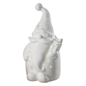 Babbo Natale con LED Mascagni Casa in ceramica bianca 20 cm