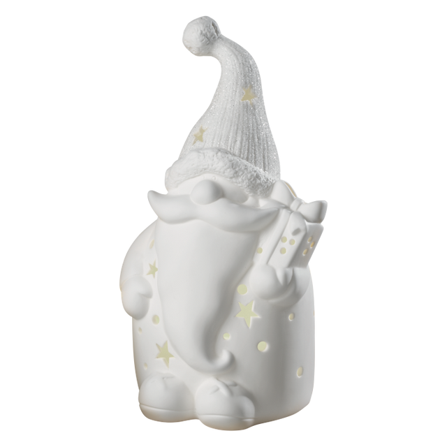 Babbo Natale con LED Mascagni Casa in ceramica bianca 20 cm