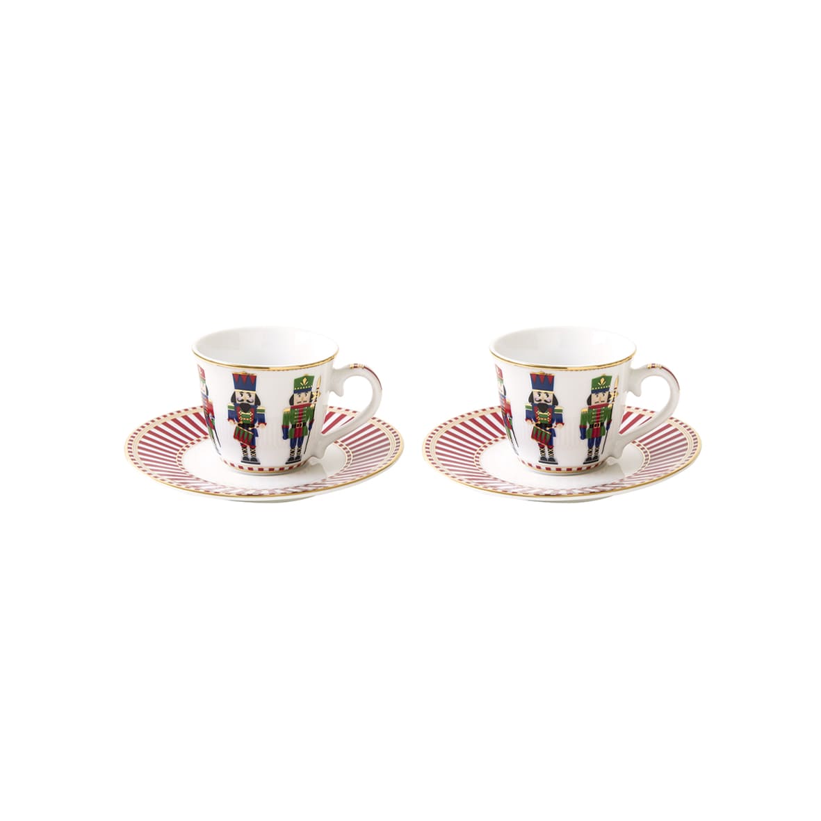 Set 2 tazzine caffè Easy Life in porcellana con decoro soldatini 80 ml