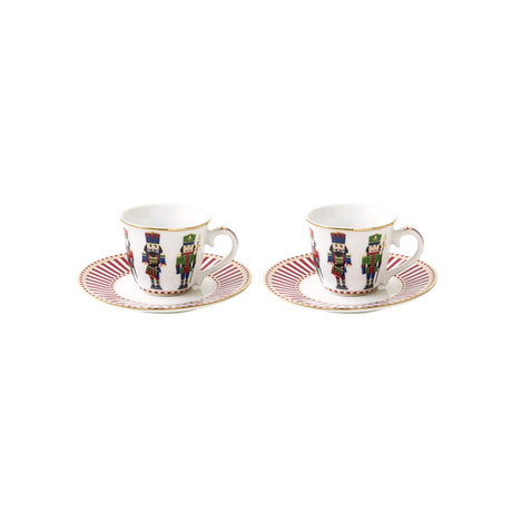 Set 2 tazzine caffè Easy Life in porcellana con decoro soldatini 80 ml