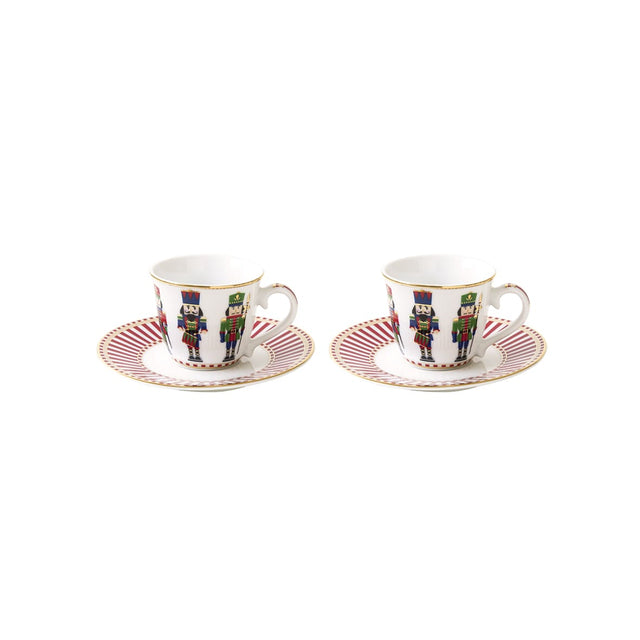 Set 2 tazzine caffè Easy Life in porcellana con decoro soldatini 80 ml