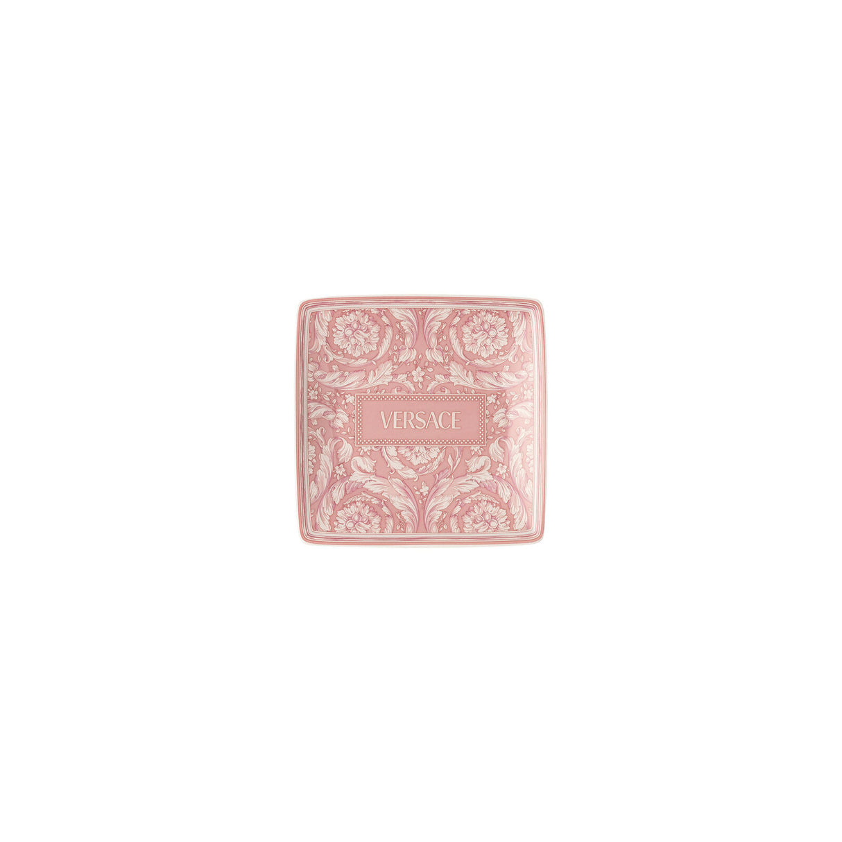 Ciotola Barocco Rose Versace in porcellana rosa quadrata 12x12 cm