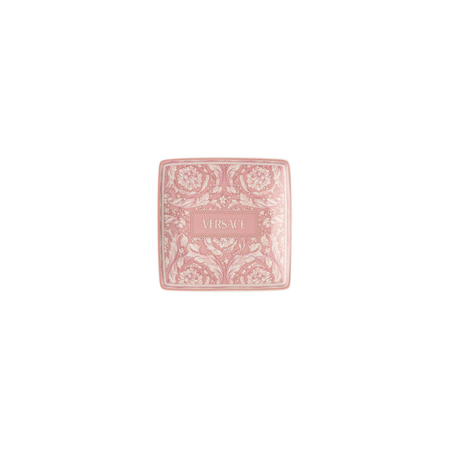 Ciotola Barocco Rose Versace in porcellana rosa quadrata 12x12 cm