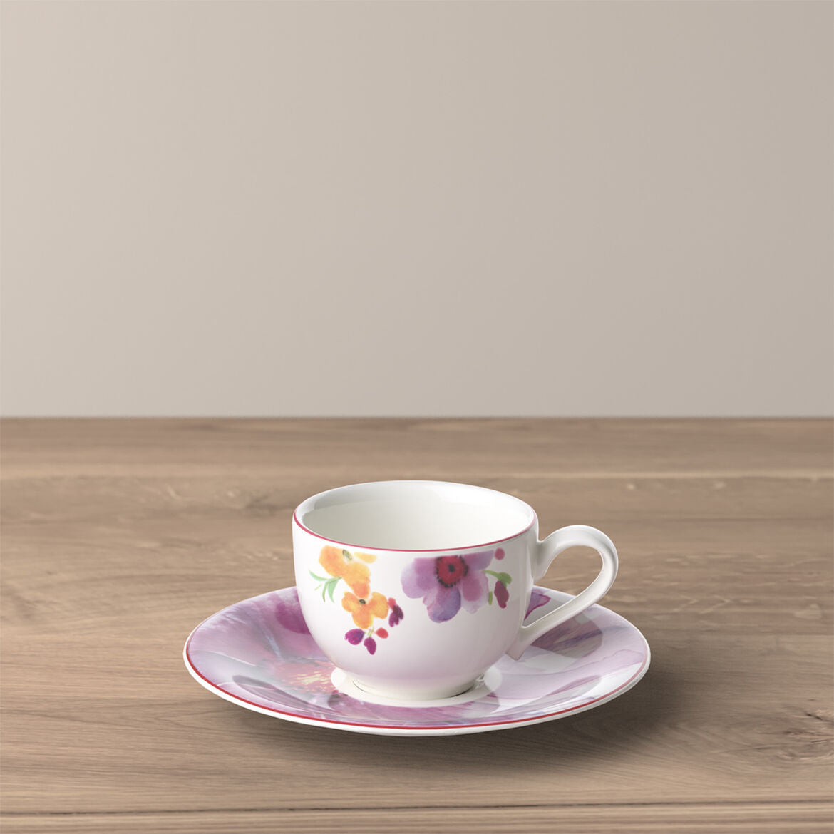 Tazza espresso con piattino Villeroy & Boch in porcellana decoro floreale