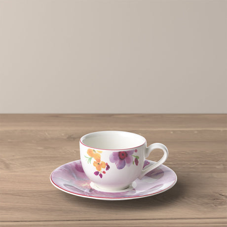 Tazza espresso con piattino Villeroy & Boch in porcellana decoro floreale