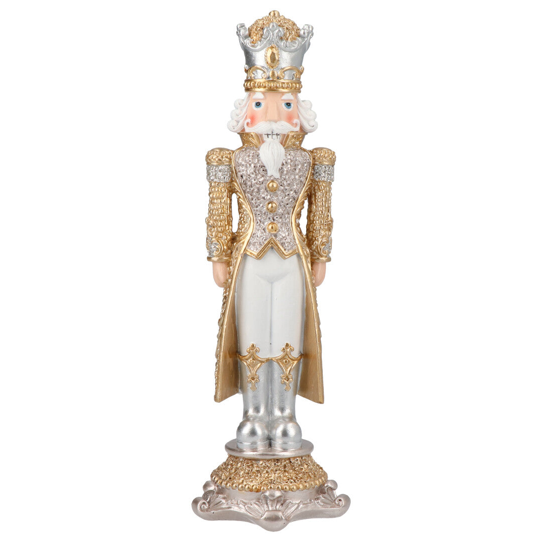 Schiaccianoci soldatino Timstor in legno color oro e argento 26 cm