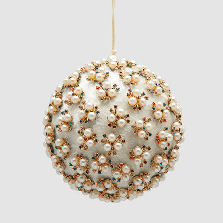 Pallina di Natale Elizabeth EDG in velluto bianco diametro 12 cm