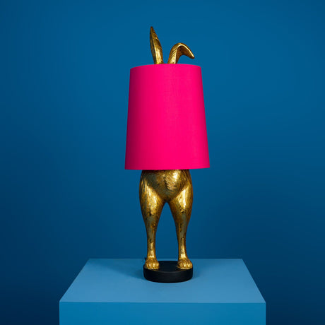 Lampada da tavolo Hiding Bunny Werns in poliresina oro e magenta 24x74 cm