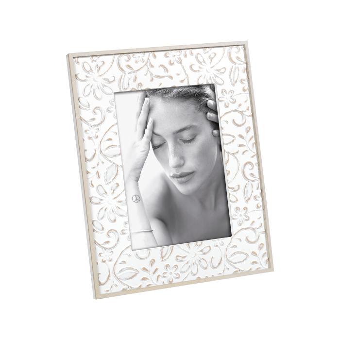 Portafoto Mascagni Casa in legno inciso bianco 13x18 cm