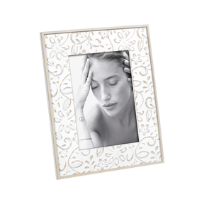 Portafoto Mascagni Casa in legno inciso bianco 13x18 cm