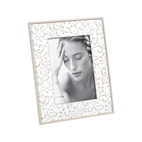 Portafoto Mascagni Casa in legno inciso bianco 13x18 cm
