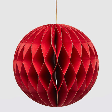 Pallina di Natale origami EDG in carta rossa geometrica 15 cm