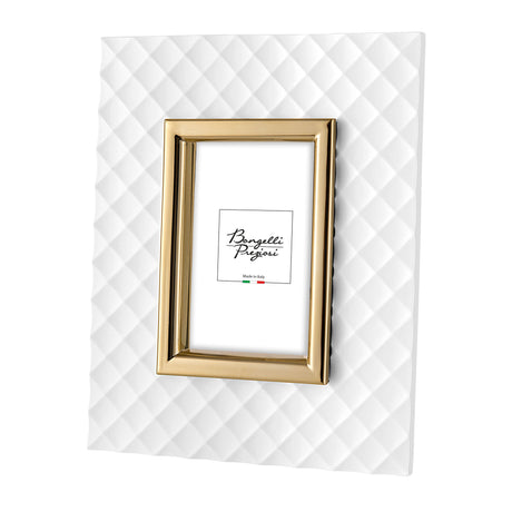 Portafoto Bongelli Preziosi in marmorino bianco e oro 13x18 cm